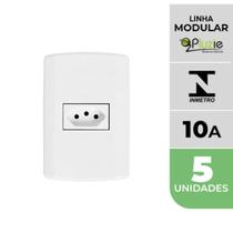 Kit 5 Tomadas Simples 10A Pluzi Modular Pluzie 4x2 Branca