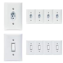 Kit 5 Tomadas Simples 2p+t 10A + 5 Interruptores Simples 1 Tecla Com Espelho Branco Bivolt 127V e 250V