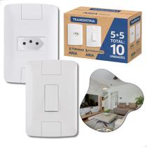 Kit 5 Tomadas tramontina e 5 interruptores simples aria casa completa oferta