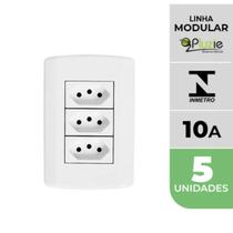 Kit 5 Tomadas Tripla 10A Pluzi Modular Pluzie 4x2 Branca Kit 5 Tomadas Tripla 10A Pluzi Modular Pluzie 4x2 Branca
