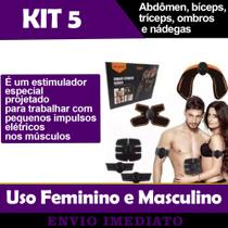 Kit 5 Tonificador Muscular Elétrico Para Abdômen Bíceps Tríceps Ombros Nádegas Masculino e Feminino