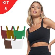 Kit 5 Top Cropped Estilo Blogueira Ribana - Slim Fitness Kit 5 Top Cropped Estilo Blogueira Ribana - Slim Fitness