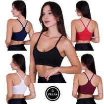 Kit 5 Top Fitness sem Bojo Liso - c8 KIT 5 TOP ANA BRANCO MARINHO BORDO VERMELHO PRETO