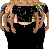 Kit 5 Tops Ciganinha Ombro a Ombro Elástico Barra Estampas Sortidas Viscolycra Pp ao Plus Size Kit 5 Tops Ciganinha Ombro a Ombro Elástico Barra Estampas Sortidas Viscolycra Pp ao Plus Size