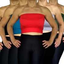Kit 5 Tops Femininos Faixa sem alça Elástico Barra Cores Sortidas Viscolycra Pp ao Plus Size