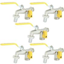 Kit 5 Torneira Esfera Tanque Máquina 2 Saída Bico 1/2X3/4