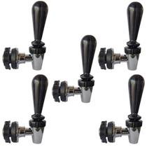 Kit 5 Torneiras Chopeira Torre Chopp em ABS preto e cromado