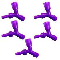 Kit 5 Torneiras Para Tanque E Jardim Bico 1/2 3/4 Roxo Neon