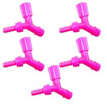 Kit 5 Torneiras Para Tanque E Jardim Bico 3/4 Rosa Neon