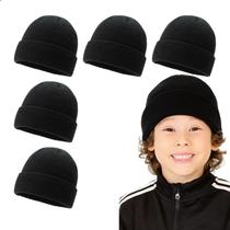 Kit 5 Touca Gorro Infantil Unissex 5 a 12 Anos De Inverno Quentinha Protege Frio Em Poliéster