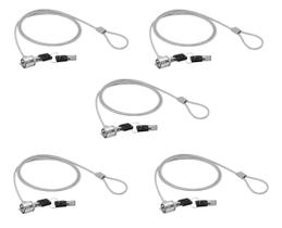 Kit 5 Trava Segurança Notebook Cadeado 2 Chaves Cabo Aço