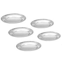 Kit 5 Travessa Oval Inox Bandeja Para Servir Porções 35cm