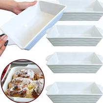 Kit 5 Travessas de Melamina Retangular Branco Grande Para Cozinha Profissional 27cm Kit 5 Travessas de Melamina Retangular Branco Grande Para Cozinha Profissional 27cm