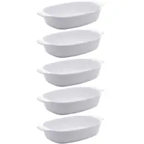 Kit 5 Travessas para Servir de Melamina Branca 23cm com Alça