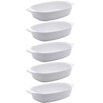 Kit 5 Travessas para Servir de Melamina Branca 23cm com Alças para Restaurantes Casa Milão Lyor