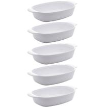 Kit 5 Travessas para Servir de Melamina Branca 23cm com Alças para Restaurantes Casa Milão Lyor