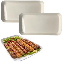 Kit 5 Travessas Retangular 31x16cm Buffet Restaurante Bandeja Espetinho Branca