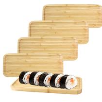 Kit 5 Travessas Retangular Sushi Japones Bambu Prime 28x11cm