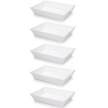 Kit 5 Travessas Retangulares 2,2L Brancas Salada Sobremesa Petisco Cozinha Restaurantes Coza Kit 5 Travessas Retangulares 2,2L Brancas Salada Sobremesa Petisco Cozinha Restaurantes Coza