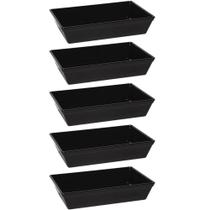 Kit 5 Travessas Retangulares 2,2L Pretas Salada Sobremesa Petisco Cozinha Restaurantes Coza