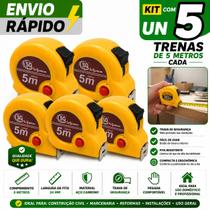 Kit 5 Trena Métrica 5MT Fita Medição Portátil Com Trava De Segurança Construção