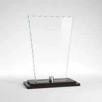 Kit 5 Troféus Em Vidro 21cm Com Base Mdf Sem Personalização