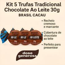 Kit 5 Trufas Chocolate Ao Leite Tradicional Brasil Cacau 30g