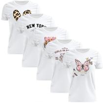 Kit 5 Tshirt Blusa Estampada Feminina Manga Curta Camiseta Camisa Kit 5 Tshirt Blusa Estampada Feminina Manga Curta Camiseta Camisa