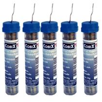 Kit 5 Tubinhos de Solda Fio Fluxo 1,0mm 22gm 63x37 Cobix T2