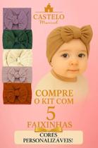 Kit 5 Turbante de Bebê Lacinhos Faixa Grossa Acessórios de Cabelo Infantil