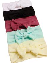 Kit 5 Turbantes Feminino Infantil Lacinho Macio Slim Bebê