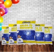 Kit 5 Un Balão de Látex Azul - 9 Polegadas - 50 Unidades