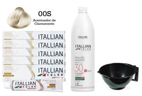 Kit 5 Un Coloração 00S Acentuador de Clareamento + Oxidante de 1L 30 Vol Itallian Color