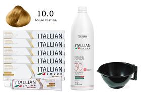 Kit 5 Un Coloração 10.0 Louro Platina + Oxidante de 1L 30 Vol Itallian Color