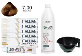 Kit 5 Un Coloração 7.00 Louro Plus + Oxidante de 1L 30 Vol Itallian Color