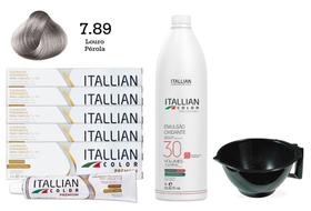 Kit 5 Un Coloração 7.89 Louro Pérola + Oxidante de 1L 30 Vol Itallian Color