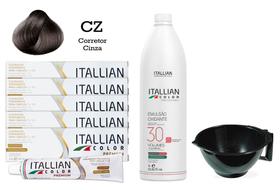 Kit 5 Un Coloração CZ Corretor Cinza + Oxidante de 1L 30 Vol Itallian Color