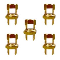 Kit 5 un. Conector Fendido Latão Para Cabos 10mm Parafuso Split Bolt