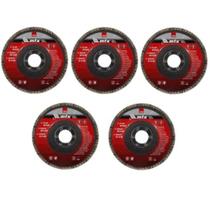 Kit 5 Un - Disco de Desbaste 115x22mm Tipo Flap Grão 40 - MTX 4367 Kit 5 Un - Disco de Desbaste 115x22mm Tipo Flap Grão 40 - MTX 4367