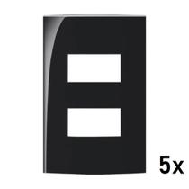 Kit 5 Un - Sleek Ebony Placa 2 x 4 - 2 Posto Horizontal - Margirius Kit 5 Un - Sleek Ebony Placa 2 x 4 - 2 Posto Horizontal - Margirius