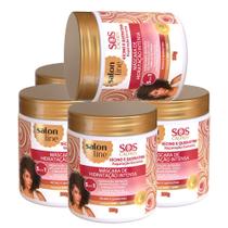 Kit 5 Und Máscara Capilar Salon Line Sos Cachos Ricino Queratina 500g