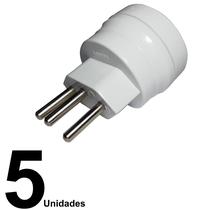 Kit 5 Unid Adpatador Conversor Tomada 2P+T 10A 250V FoxLux