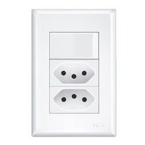 Kit 5 Unid. Conjunto 4x2 Interruptor 1 Tecla Simples + Tomada Dupla 20A Modular Evidence - Fame