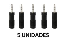Kit 5 Unidades Adaptador P2 para P10 Estéreo Conecte Fone em Mesa de Som, Instrumentos
