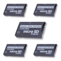 Kit (5 unidades) Adaptador para Memória Micro SD Compatível com Memory Stick Pro Duo
