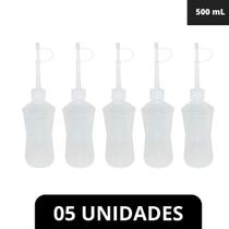Kit 5 Unidades Almotolia Pisseta Plástico 500ml