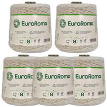 Kit 5 Unidades Barbante Cru 1kg Fio n8 de 85% Algodão Euroroma para Tapetes, Caminhos e centros de mesa, Porta sacos e papel higiênico e Almofadas Kit 5 Unidades Barbante Cru 1kg Fio n8 de 85% Algodão Euroroma para Tapetes, Caminhos e centros de mesa, Porta sacos e papel higiênico e Almofadas