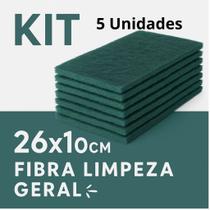 Kit 5 Unidades Fibra Limpeza Geral Verde 26cm 10cm Multiuso para Piso Parede Bancada Uso Para Casa Profissional Kit 5 Unidades Fibra Limpeza Geral Verde 26cm 10cm Multiuso para Piso Parede Bancada Uso Para Casa Profissional