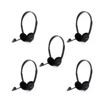 Kit 5 Unidades Fone De Ouvido Headset Office Microfone Call Center Atendente Home Bright Cor:Preto