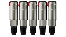 Kit 5 Unidades Jack Plug J10 P10 Estereo Mono em Metal Profissional J01N-1 MXT 64.1.545
